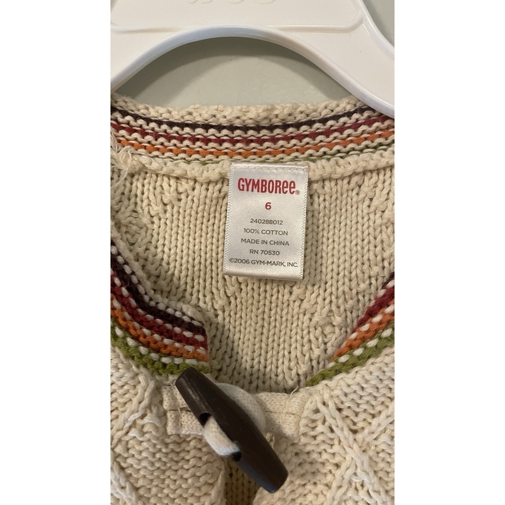 Gymboree 2006 Harvest Leaves Striped Sweater 6 Cable Knit toggle Button Autumn - Picture 2 of 4
